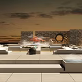 Outdoor Relaxation Area With Stone Walls Wooden Pavilion Water Feature And Green Plants