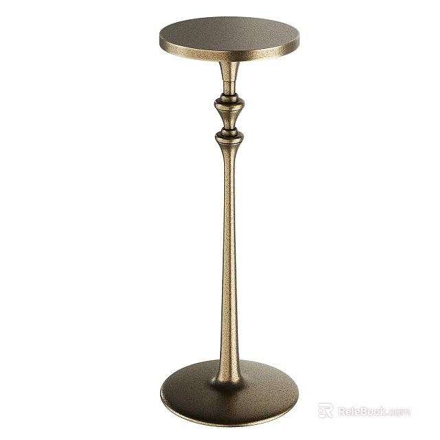 Classic Metal Dining Table With Ornate Pedestal Column And Round Top 3d model