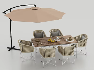 Outdoor leisure seating and parasol food combination 3d model