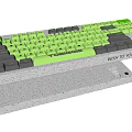 Two Mechanical Digital Keyboards with Green Keycaps and Gray Base Design