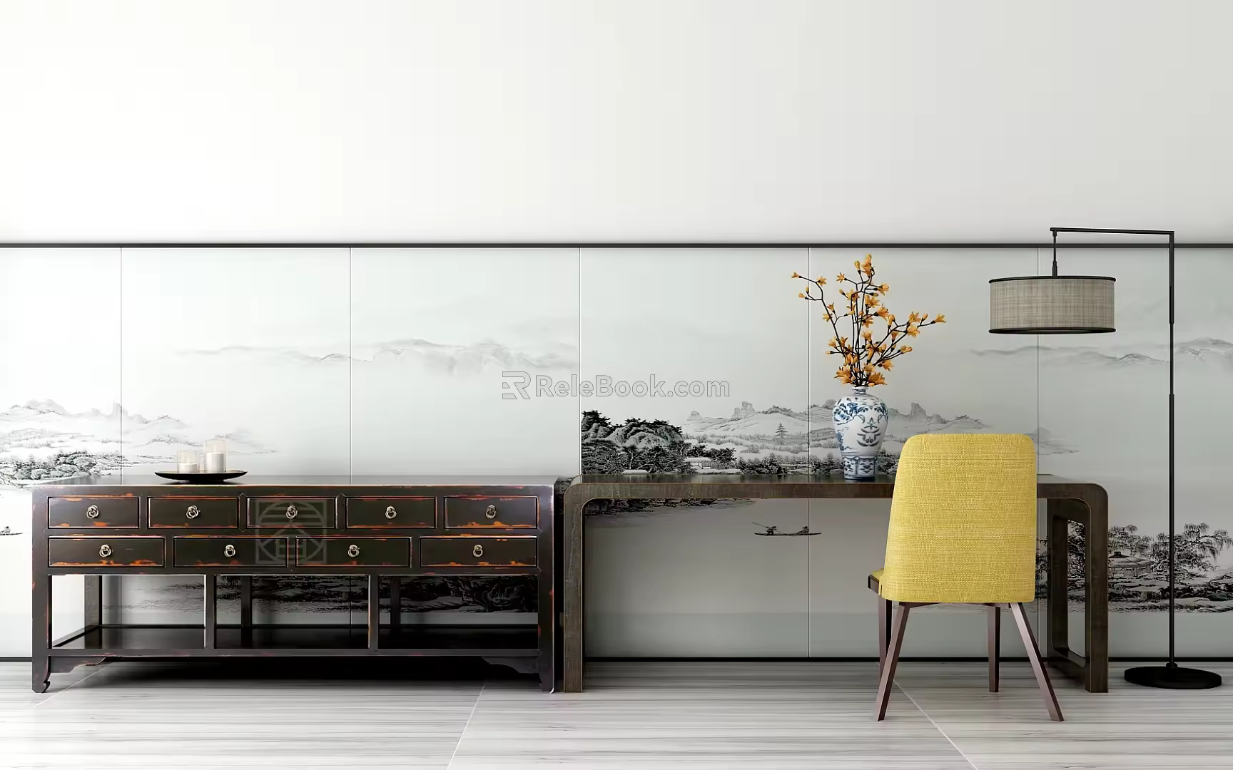 New Chinese Style Bucket Cabinet Table Cabinet 3d model