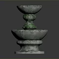 Green Stone Carved Two Tiered Fountain Sculpture With Classical Design Details
