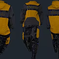 Yellow And Gray Hooded Protective Workwear Front And Back View Design 3d model