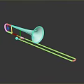 Shiny Brass Trombone With Long Slide And Reflective Surface On Dark Background