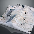 Detailed Snowy Mountain Terrain Model With Scenic Lakes And White Peaks