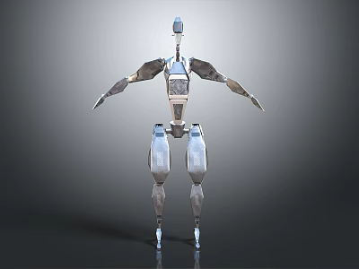 Futuristic Humanoid Robot Character With Metallic Body And Mechanical Limb Design 3d model