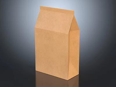 Isolated Brown Kraft Paper Bag With Simple Design On Dark Background 3d model