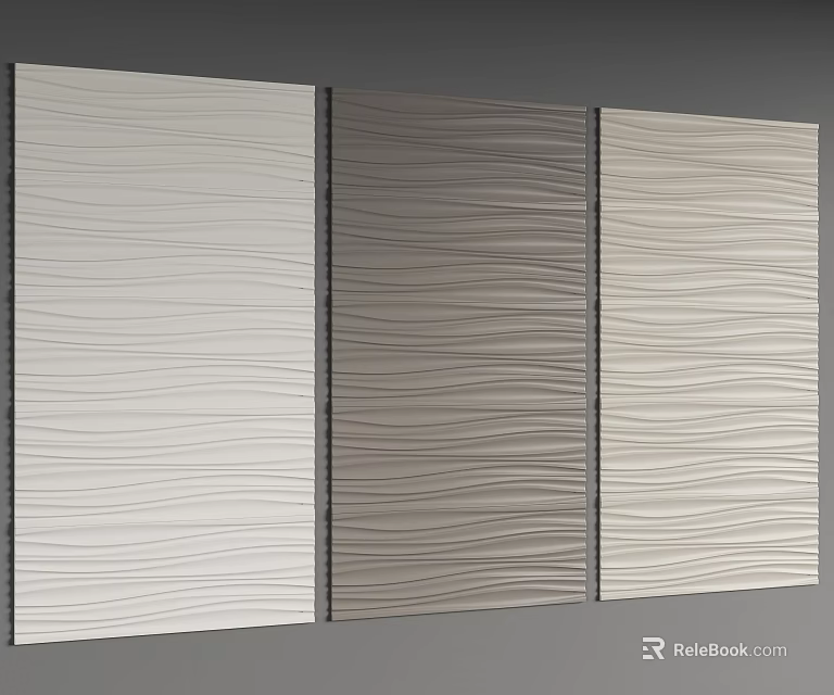 Modern Wall Paneling with White Gray Beige Wavy Texture for Interior Design 3d model