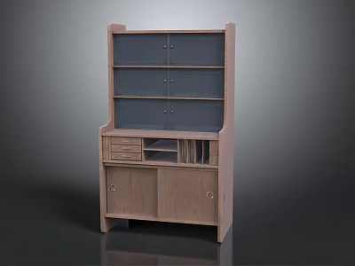 Wooden Entryway Side Cabinet With Glass Door Shelves Drawers And Open Compartments 3d model