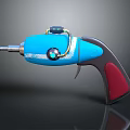 Blue Pistol Design With Red Grip Green Circular Component And Yellow Wire