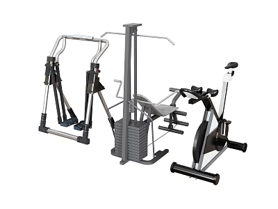 Multifunctional Fitness Trainer With Seated Row Machine And Exercise Bike For Home Gym 3d model