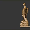 Golden Phoenix Sculpture With Spreading Wings And Decorative Base For Home Decor