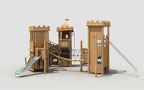 Modern slide wooden house slide 3d model