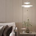 Modern Living and Dining Room Interior With Sofa Dining Table Decorative Painting And Pendant Lights