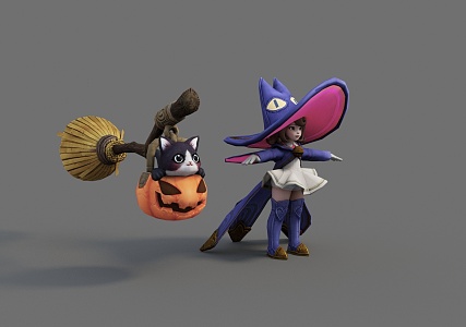 Modern Game Character Little Witch 3d model