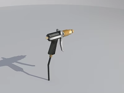 Industrial High Pressure Spray Gun With Black Handle And Gold Nozzle 3d model