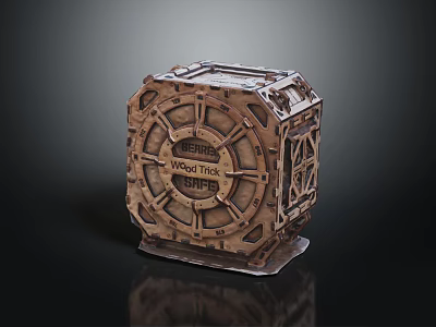 Wood Trick Commercial Equipment With Wooden Mechanical Structure And Cube Design 3d model