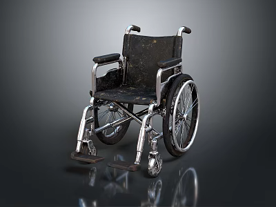 Black Mobility Wheelchair With Metal Frame And Armrests Support 3d model