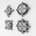 Four Modern Gray Round Wall Decor Pieces Featuring Cross Line Design