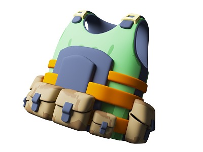 Cartoon Style Weapon Military Equipment Vest Cartoon Military Equipment Weapon Theme 3d model