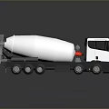 3D Render Of Modern White Concrete Mixer Truck With Rotating Drum Cab And Wheels
