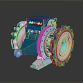 Tire Manufacturing Industrial Component Featuring Blue Mechanical Structure Metal Gears And Rotary Parts