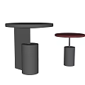 Modern Black And Red Side Tables With Circular Top And Cylindrical Base 3d model
