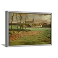 Tranquil Landscape Painting With Green Meadow Tall Trees Sheep Grazing And Country Path