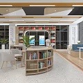 Book Art Interior Design With Open Space Bookshelves Display Tables And Round Stools