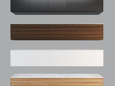 Modern TV Stand Designs With Wood And Marble Tops In Black White Brown 3d model