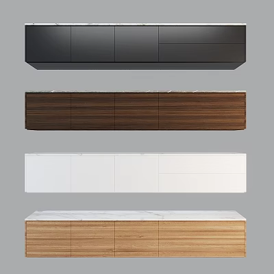 Modern TV Stand Designs With Wood And Marble Tops In Black White Brown 3d model