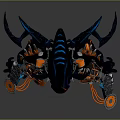 Mechanical Creature Character Sci Fi Design Black Blue Orange Accents Glowing Eyes Multiple Limbs 3d model