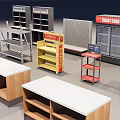Diverse Retail Store Shelves Collection Featuring Metal Wooden Multi Tiered And Colorful Designs