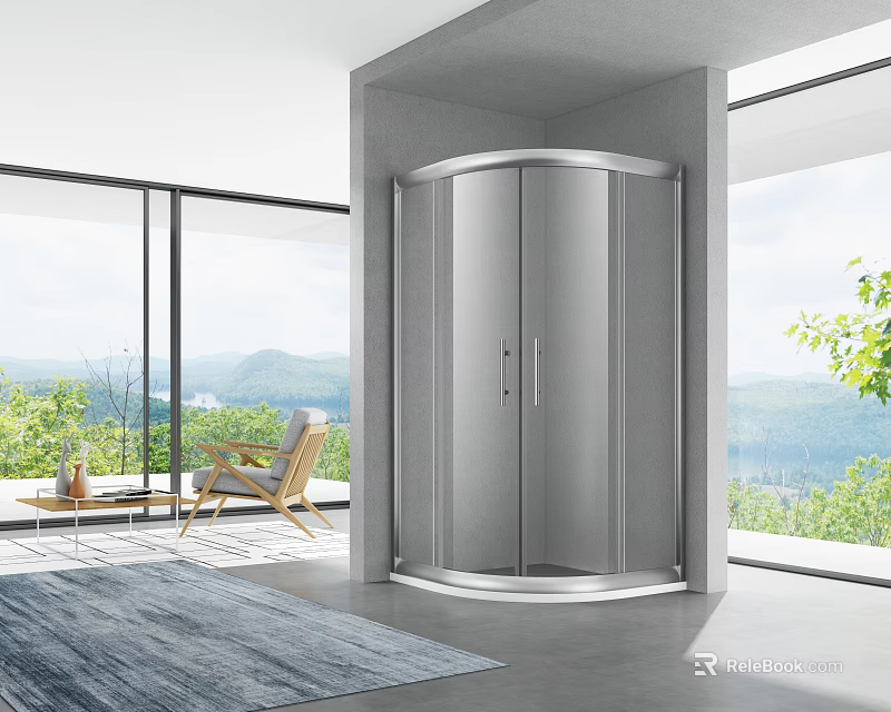 Modern Shower Sauna Design With Glass Enclosure And Curved Structure 3d model 