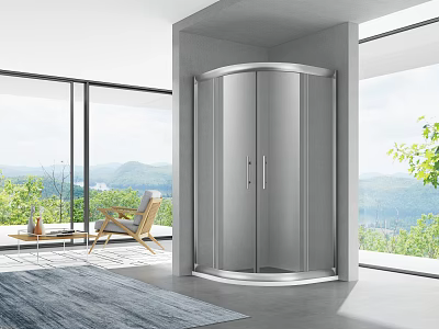 Modern Shower Sauna Design With Glass Enclosure And Curved Structure 3d model