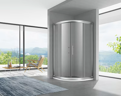 Modern Shower Sauna Design With Glass Enclosure And Curved Structure 3d model
