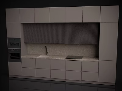Modern Kitchen Cabinets Design With Stone Countertop Sink Faucet And Appliances 3d model