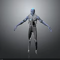 Futuristic Sci-Fi Character With Blue Glowing Head And Mechanical Armor Design 3d model