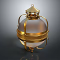 Golden Spherical Chandelier With Metal Frame Decorative Top Cap And Transparent Glass Shade