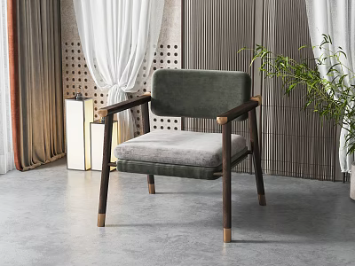 Elegant Modern Green Velvet Upholstered Dining Chair With Wooden Armrests And Metal Legs 3d model