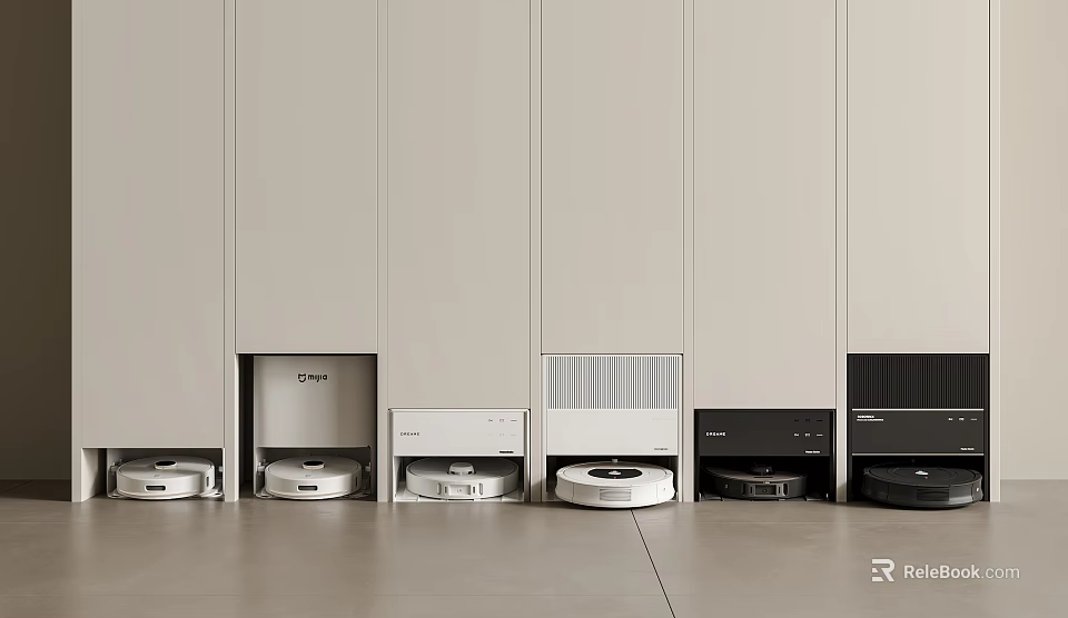 Modern Household Robotic Vacuums Various Models Neatly Arranged For Home Use 3d model 