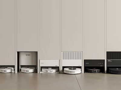 Modern Household Robotic Vacuums Various Models Neatly Arranged For Home Use 3d model