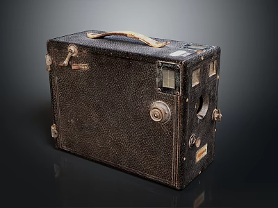 Vintage Leather Camera With Wooden Handle And Metal Components As Daily Life Essential 3d model