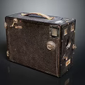 Vintage Leather Camera With Wooden Handle And Metal Components As Daily Life Essential