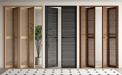 Modern folding door louver folding door multi-sliding door sliding door 3d model