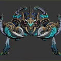 Fantasy Scorpion With Blue And Gold Glowing Decorative Armored Design