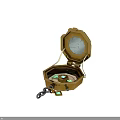 Open Golden Octagonal Box With Green Item And Decorative Chain For Daily Use