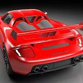 Red Sports Car With Sleek Exterior Design Rear Spoiler Black Wheels Aerodynamic Look