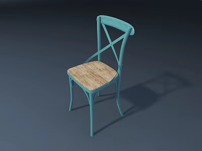 Turquoise Cross Back Leisure Chair With Wooden Seat And Modern Design 3d model