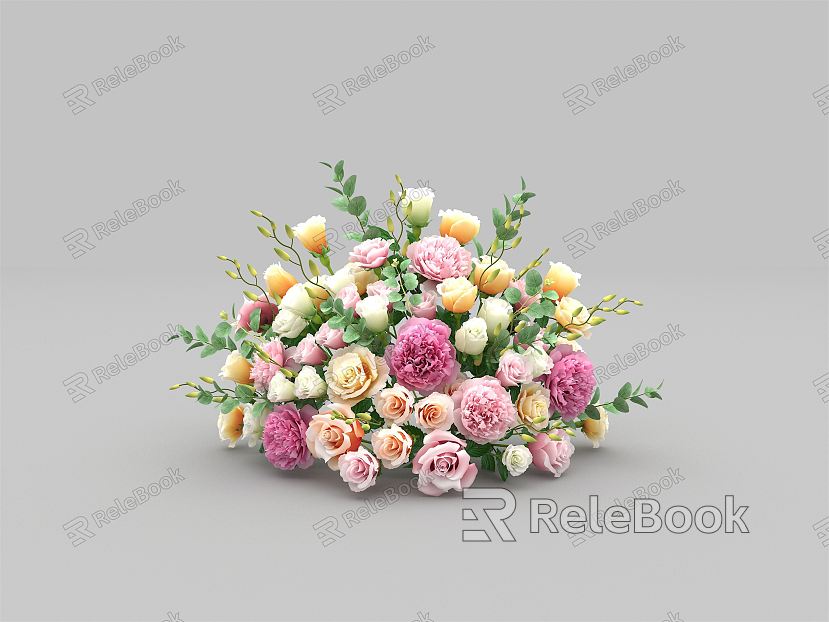 Modern Flower Yellow Pink Rose Floriculture model